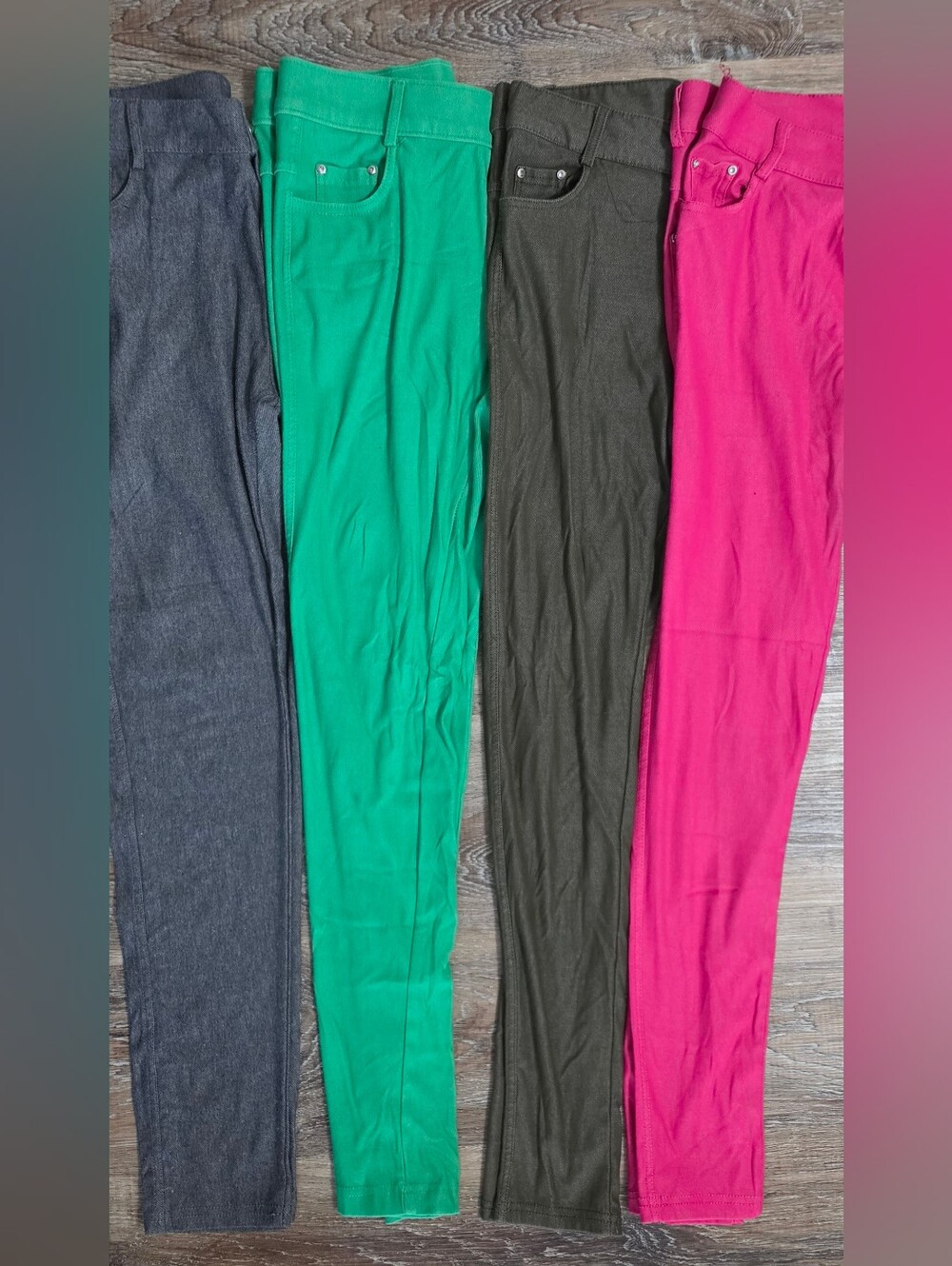 Bundle Of 4 Yelete Women's Jeggings  — Charcoal, Emerald, Olive, Fuschia